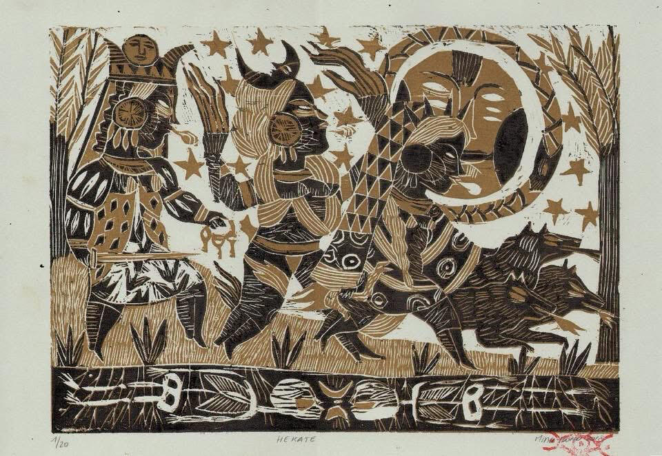 Hécate, 30/40cm, woodcut on paper, 2020