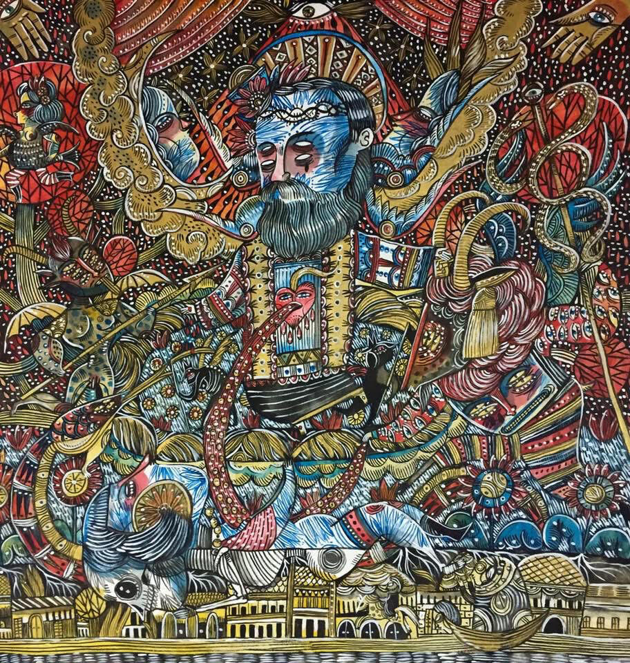 Padre Pio, 50/50cm, watercolor on paper, 2019