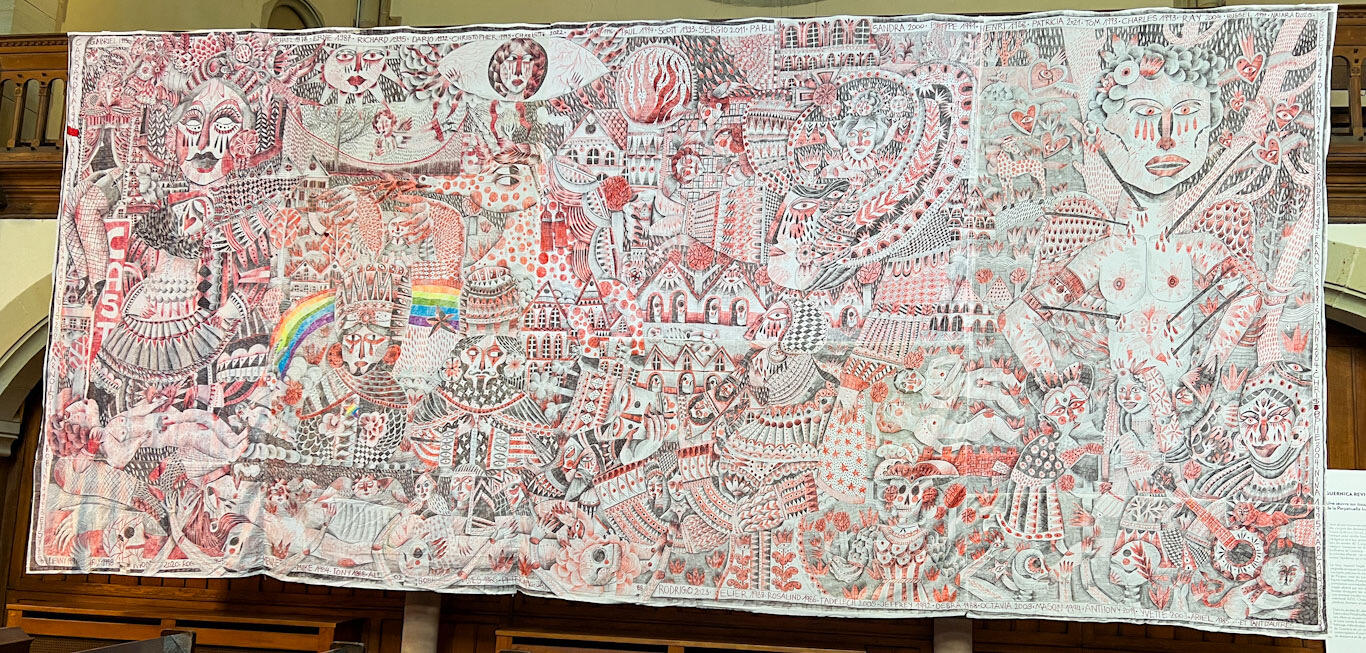 Sisters Of Perpetual Indulgence, 780/380, pen on coton fabric, 2025